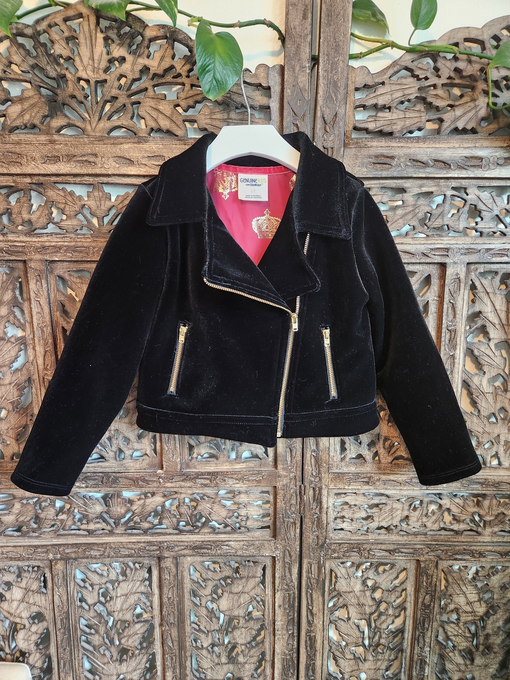 OshKosh B'gosh Black Velvet Moto Jacket with Gold Zippers Nwot Sz 5